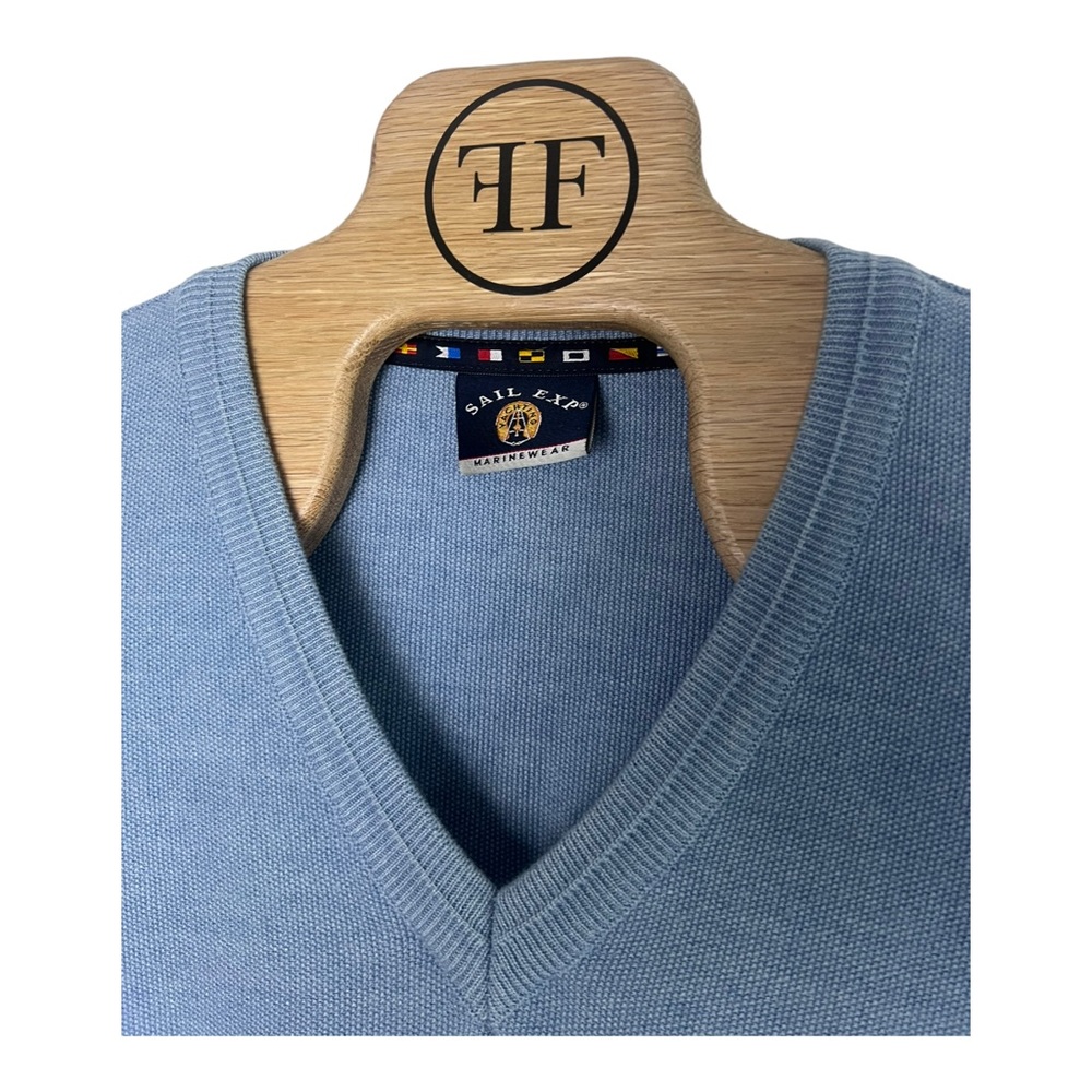 Sail EXP Marinewear Yachting Sweater Made in Italy ‎ Blue Mens L ** Small Flaw**